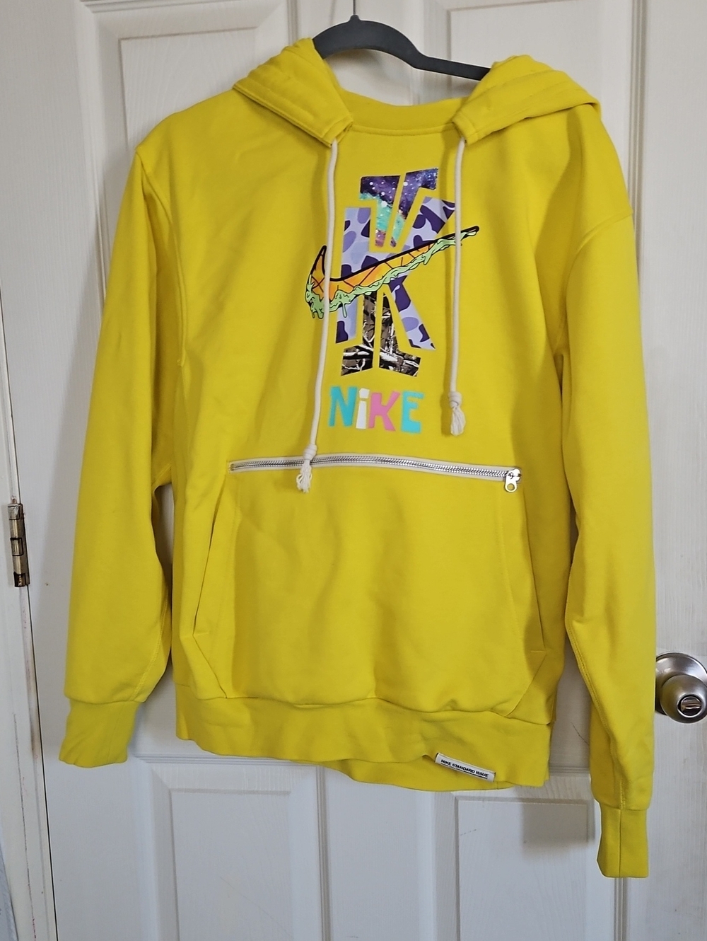 Nike Men’s Bright Yellow Hoodie with Colorful Logo